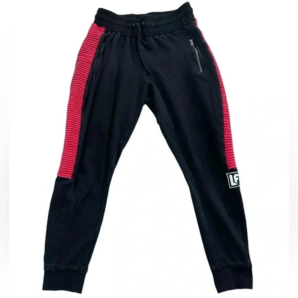 LF TRAPUNTO SIDE INSERT black and Red JOGGER, Size medium